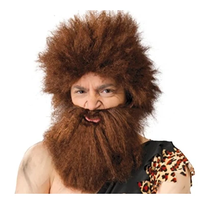 Afbeelding van Fiestas Guirca pruik Caveman met baard Carnaval accessoires Pruiken