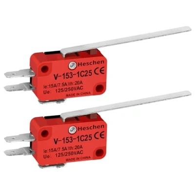 Afbeelding van Heschen Micro schakelaar, V 153 1C25, SPDT, lange scharnierhendel, 20 A 250 VAC, 2 stuks