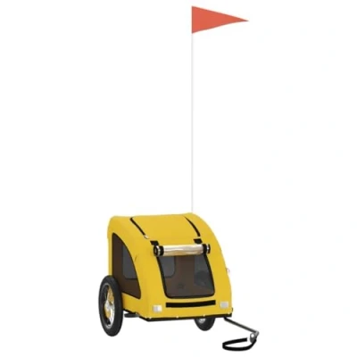 Afbeelding van vidaXL Hondenfietstrailer oxford stof en ijzer geel, fiets trailer, fietskar buggy hond, hondenkar buggy,