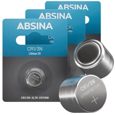 Afbeelding van ABSINA 3 x CR1/3N lithium batterij 3V CR11108 lekvrij en met lange houdbaarheid 160mAh