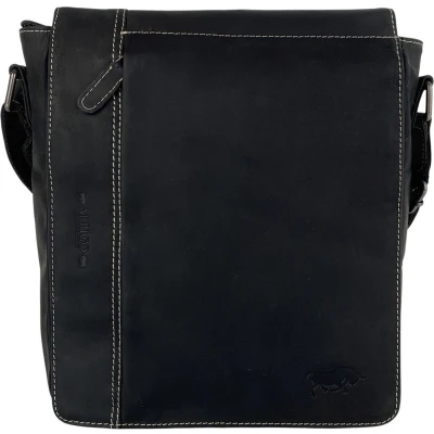 Afbeelding van Arrigo Schoudertas Heren Crossbody Tas Dames Leer Buffelleer Zwart