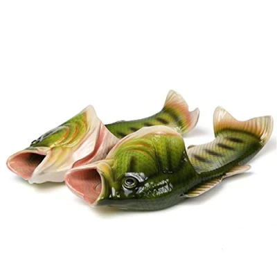 Afbeelding van Uniqstore Sandalen Tricky Fish Slippers Creatieve Visstijl Strandschoenen Simulatie Vis Strand voor Mannen Jongen Groen, EU41 42