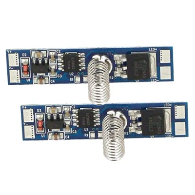 Afbeelding van LEDLUX Dimmer Touch LED schakelaar met blauwe indicator 12V 24V 8A geheugen voor aluminium profiel [Energie efficiëntie klasse A] (2 Stukken)