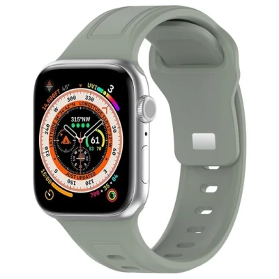 Afbeelding van By Qubix Square siliconen band Grijsgroen licht Geschikt voor Apple Watch 44mm 45mm 46mm 49mm (Ultra 1&amp;2)