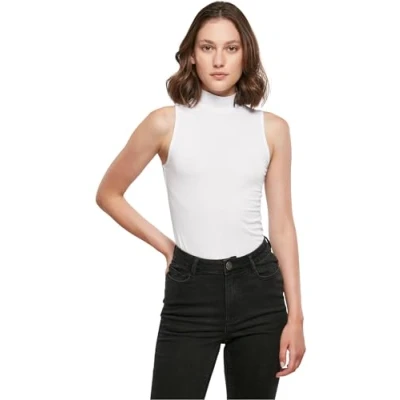 Afbeelding van Build Your Brand Dames Body Ladies Mouwloos Turtleneck White S, wit, S