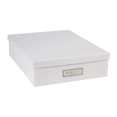 Afbeelding van Bigso Box of Sweden OSKAR Documentenbox voor A4 papier, brochures enz. bureauplank met deksel en handvat opbergdoos van vezelplaat papier wit