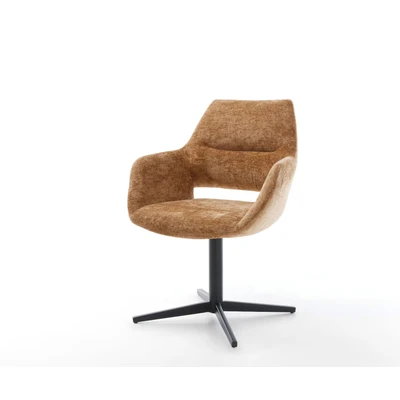 Afbeelding van DELIFE Draaistoel Yago Flex met armleuning chenille Roest kruispoot zwart 360 draaibaar pocketveer kern