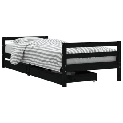 Afbeelding van Kinderbedframe Met Lades 80X200 cm Massief Grenenhout Zwart 90 x 200 /