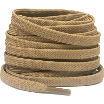 Afbeelding van Platte schoenveters 8mm polyester BeigeBruin 90cm