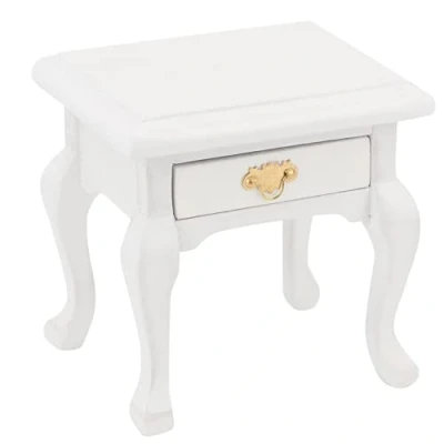 Afbeelding van 1:12 Doll House Decor Furniture Bedside Table, Delicate White Multipurpose European Cabinet Dollhouse Decoration