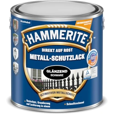 Afbeelding van AKZO NOBEL (DIY Hammerite 5087594 metaalbeschermende lak glanzend 2,500 L, zwart, 2,5 l (1 stuk)