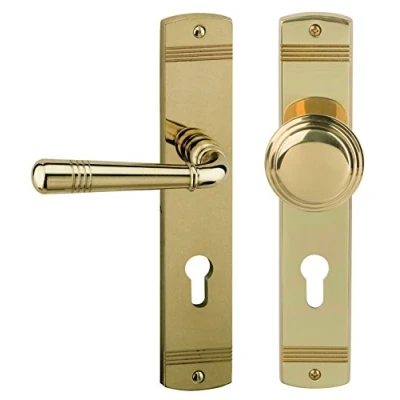 Afbeelding van Alpertec 32704523 Sale LS Messing gepolijst PZ Krukgarnituur Deurklink Deurbeslag Nieuw, woningingangsdeuren DIN Links