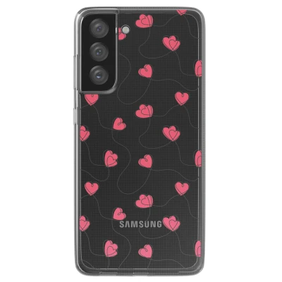 Afbeelding van imoshion hoesje Geschikt voor Samsung Galaxy S21 FE Design Dusty Rose Connected Hearts