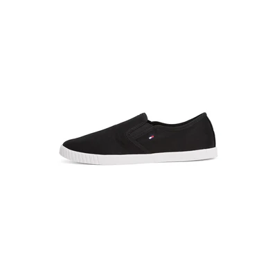 Afbeelding van TOMMY HILFIGER Fw0fw08640 Low Top Canvas Slip on Sneakers voor dames, zwart, 36 EU