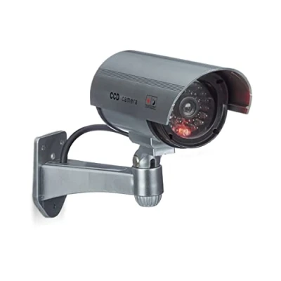 Afbeelding van Relaxdays dummy beveiligingscamera voor wandmontage LED licht zilver nepcamera