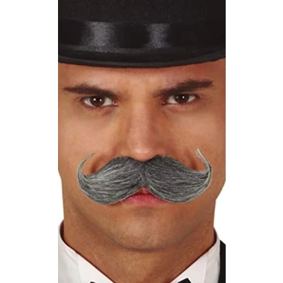 Afbeelding van Guirca Zelfklevende plaksnor Engelsman carnaval/verkleed accessoires grijs Verkleedsnorren