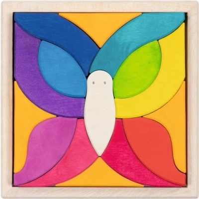 Afbeelding van Goki Houten Bouwstenen Vlinder Mariposa, 11dlg.