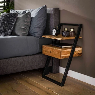 Afbeelding van Fraaai Leona nachtkastje acaciahout 1L 45x35 cm Hout