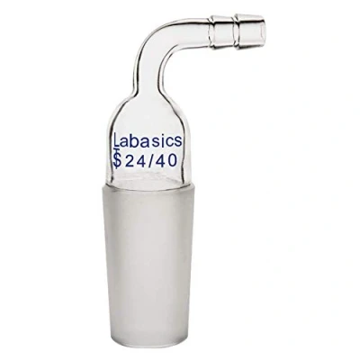 Afbeelding van Labasics Glazen Gebogen Inlaatadapter met 24/40 Mannelijke Gewricht en 8 mm Slang Verbinding Lab Glaswerk