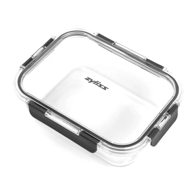 Afbeelding van Zyliss E981066 1,5 l glazen container, onbreekbaar glas, luchtdichte voedselopbergdoos met afsluitbaar deksel, magnetronbestendig, BPA vrij, vriezerbestendig, koelkastopslag, voedselcontainer, 23 cm x