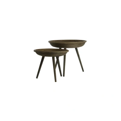 Afbeelding van Light&amp;living Bijzettafel S/2 Ø46x38,5+Ø56x48 cm COLON rotan bruin