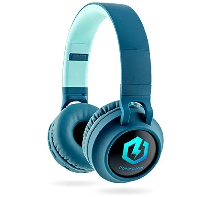 Afbeelding van PowerLocus Buddy Draadloze On Ear Koptelefoon voor Kinderen, LED lampjes, 85db Limiet, met Microfoon, Micro SD poort Blauw