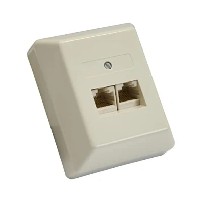 Afbeelding van InLine® ISDN wandcontactdoos 2x RJ45 socket, oppervlaktemontage, schroefconnector 8 voudig