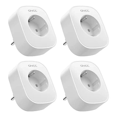 Afbeelding van GNCC Wifi stopcontact met stroomverbruik, Alexa stopcontact, set van 4, smart compatibel &amp; Google Home, afstandsbediening, spraakbediening, 16 A, wit