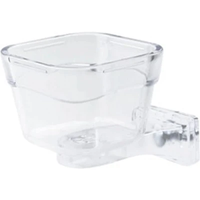 Afbeelding van Duvoplus Voerbak Vogel Eetpot Papegaai Lock Klein 9x9x6,5cm Transparant 1st