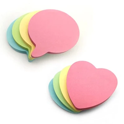 Afbeelding van Evergreen Goods™ Heart &amp; Speech Bubble Shaped Pastel Gekleurde Sticky Bericht Notes 76x76mm 8 Pads (4 voor elke vorm) van 100 vellen Verwijderbare zelfklevende verschillende kleuren, herinneringen, to do, memo