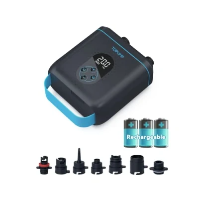 Afbeelding van TOPUMP 20PSI TPS260 Elektrische SUP pomp, oplaadbaar, auto off, 2 traps opblazen/leegloop, 12 V DC &amp; type C voor paddle board, kajak, vleugels, vliegers, tent, tent