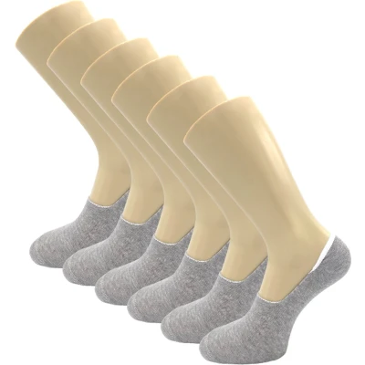 Afbeelding van 6 paar Invisible sneakersokken Footies Siliconen hiel Grijs Onesize 40 44