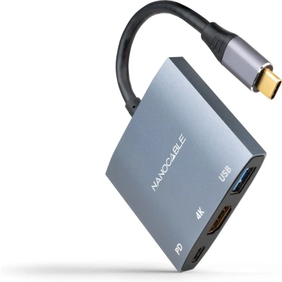 Afbeelding van NANOCABLE 10.16.4306 USB C naar HDMI/USB3.0/USB PD, 15 cm, grijs