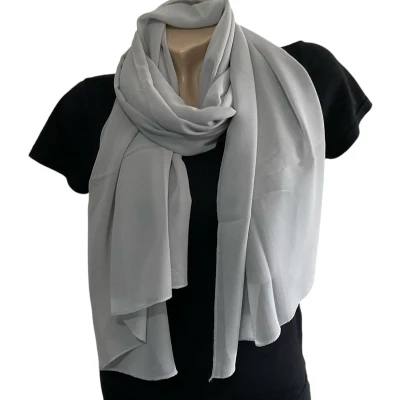 Afbeelding van Sjaal Hoofddoek Chiffon Lichtgrijs 170 x 70 cm
