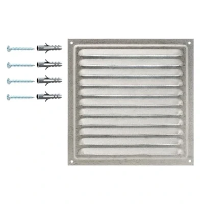 Afbeelding van Ventilatierooster Gegalvaniseerd Staal, Rooster met Insectennet 200 x mm, Metalen Ventilatierooster, Buitenventilatierooster, Hoogwaardige Gaas.
