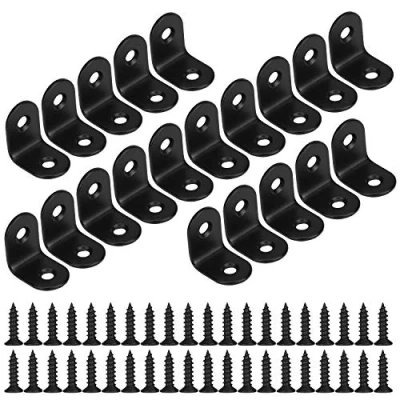 Afbeelding van MengH Hoekbeugel van 90 graden, haakse beugels, roestvrij staal, hoeksteun met schroeven, voor meubels, bureau, tafel en plank, 20 x mm, stuks, zwart