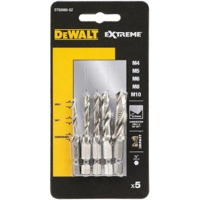 Afbeelding van DeWalt Accessoires DT50060 Tap Drill Bit Set 1/4 Hex Metrische Draad M4 M5 M6 M8 M10 QZ