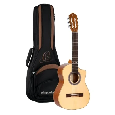 Afbeelding van Ortega RQ38 Requinto Series Pro Natural 1/2 formaat klassieke gitaar met gigbag