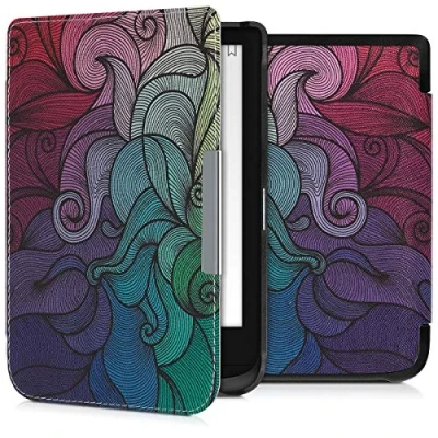 Afbeelding van kwmobile e reader hoesje compatibel met Pocketbook Touch Lux 4/5/Touch HD 3/Color (2020)/ Vivlio 5 Magneetsluiting Ereader case Kleurrijk in roze/blauw/groen