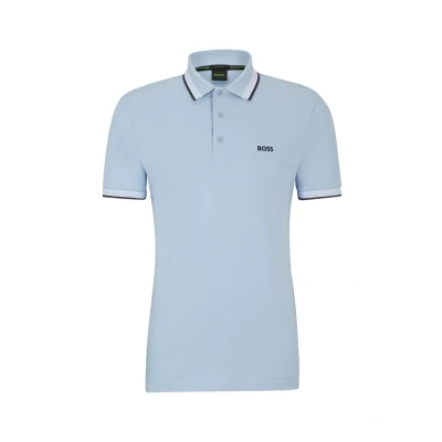 Afbeelding van HUGO BOSS heren Paddy regular fit polo van piqué katoen met logo in de kleur Blauwgrijs, maat: L