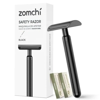 Afbeelding van ZOMCHI veiligheidsscheerapparaat voor dames, herbruikbaar scheerapparaat met 10 messen, dames en heren, zwart