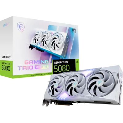 Afbeelding van MSI NVIDIA GeForce RTX 5080 16 GB GAMING TRIO OC WHITE Videokaart 16GB GDDR7 PCIe 5.0 1x HDMI 2.1b 3x DisplayPort 2.1a