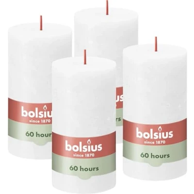 Afbeelding van Stompkaarsen Shine 4 st rustiek 130x68 mm wolkenwit