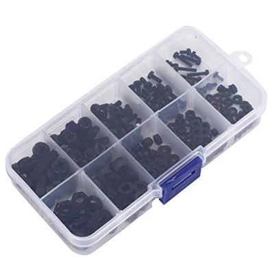 Afbeelding van nylon schroeven, multifunctionele schroefset, bevestigingsmiddelen M2 / M2.5 M3 M4 M5 Industrieel voor mechanica(Black 270pcs screw set)