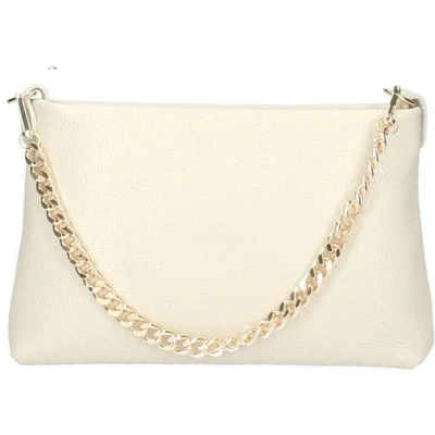 Afbeelding van Beige Leren Schoudertas Chain Leer Leder Clutches Schoudertassen Dames Tassen