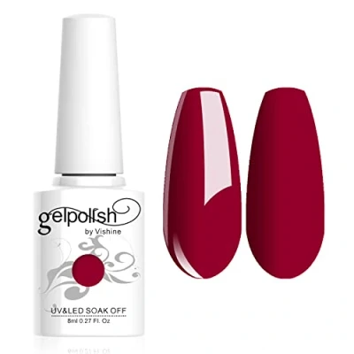 Afbeelding van Vishine GelPolish Soak Off nagellak 8ml, semi permanent, UV, LED, manicure, gel, donkerrood #1447