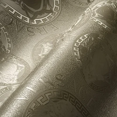 Afbeelding van SATIJN GLANZEND zilver KLASSIEK BEHANG Design A.S. Création Versace 5