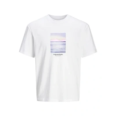 Afbeelding van Jack &amp; Jones Jorvesterbro Picture SS CREW NECK Tshirt print Bright white, Heren, Maat: Medium, white