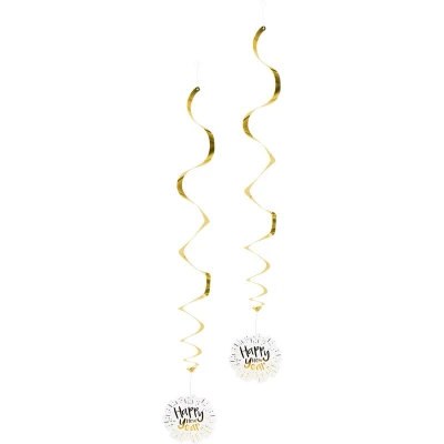 Afbeelding van Hangdecoratie swirls Happy New Year 85cm 2 stuks