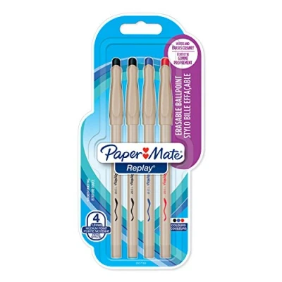 Afbeelding van Paper Mate Replay Uitwisbare balpen medium punt (1,0 mm) gesorteerde kleuren 4 stuks